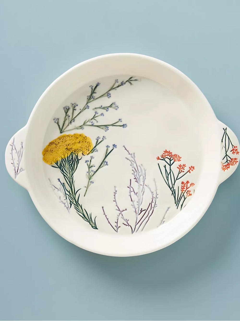 Retired Anthropologie Dagny Pie Dish Baking Plate Floral Wildflowers BRAND NEW